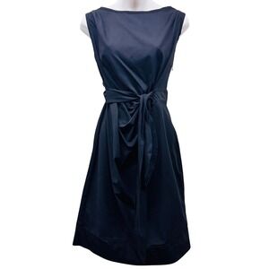 Diane von Furstenberg Black Cotton Tie Waist Sleeveless Dress Size 8 DVF